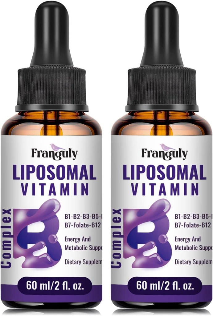 Liposomal Vitamin B Complex Liquid Sublingual B Complex Vitamins Supplement for Women Men Improved Absorption Methylated B12,B1, B2, B3, B5, B6,Folate,Biotin for Energy and Immune Support-4.0 oz