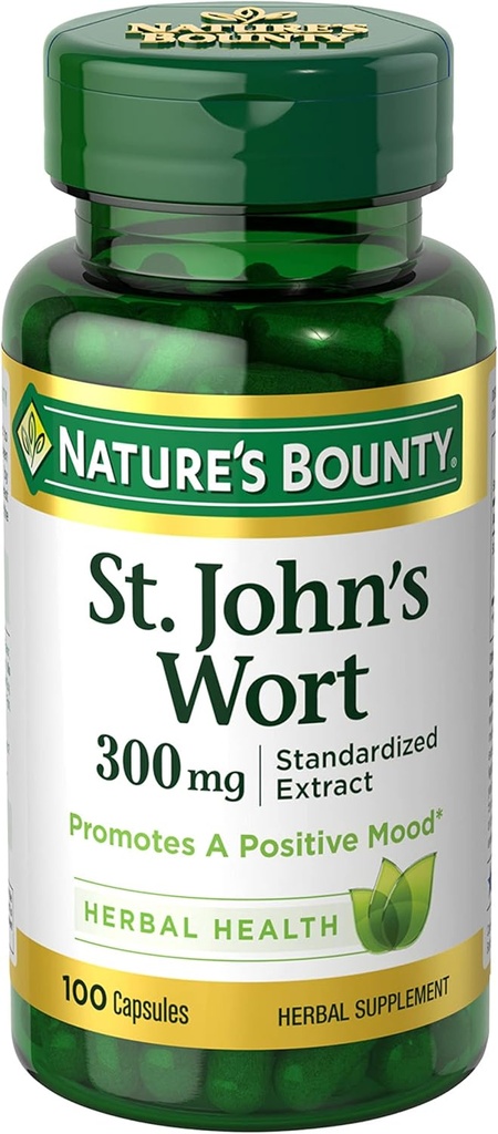 Nature's Bounty St. John’s Wort 300mg Κάψουλες, βοτανικό συμπλήρωμα υγείας, προάγει μια θετική διάθεση, 100 κάψουλες