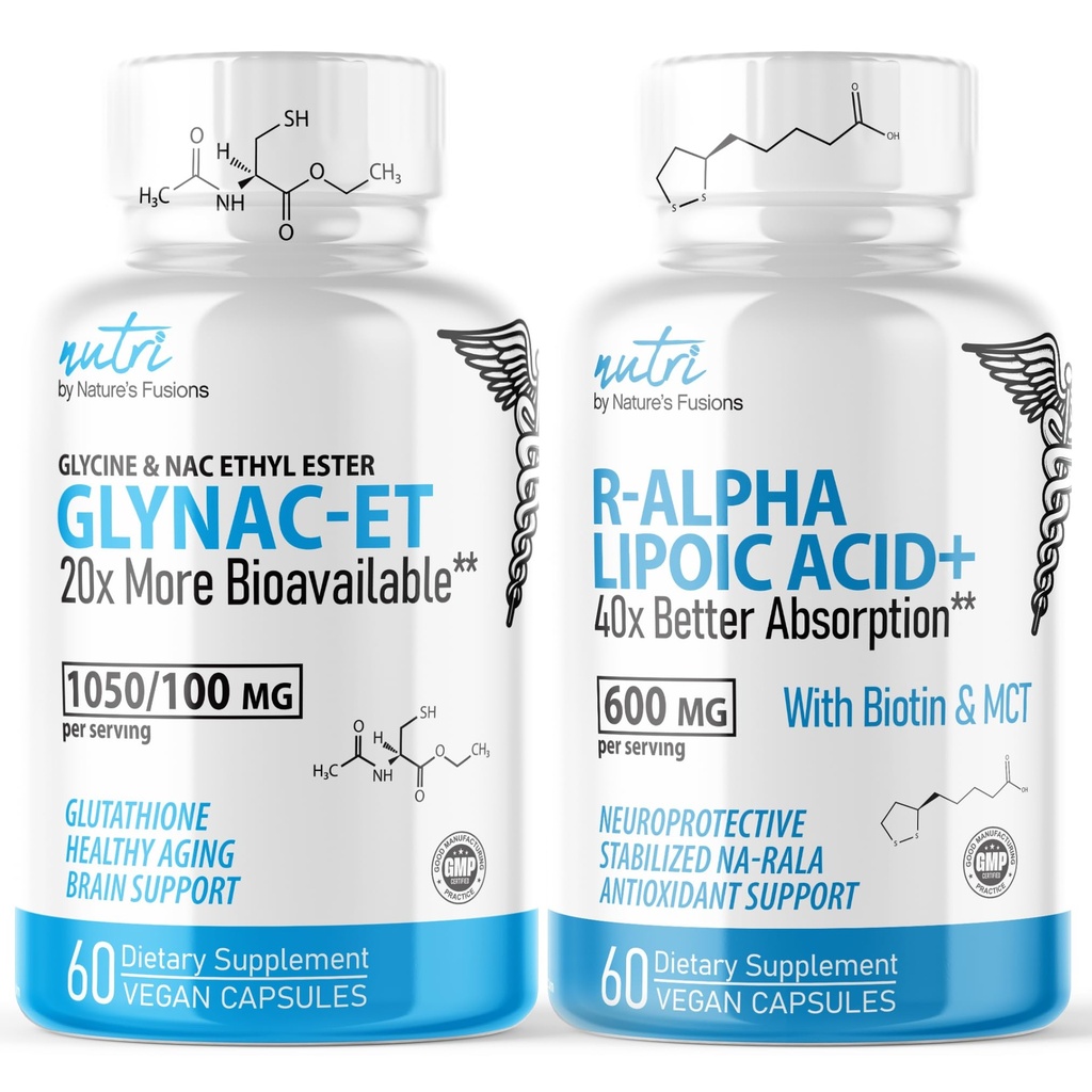 Nature's Fusions GlyNAC-ET (60 κάψουλες) - R Alpha Lipoic Acid 600mg (60 κάψουλες) - Anti Aging Bundle