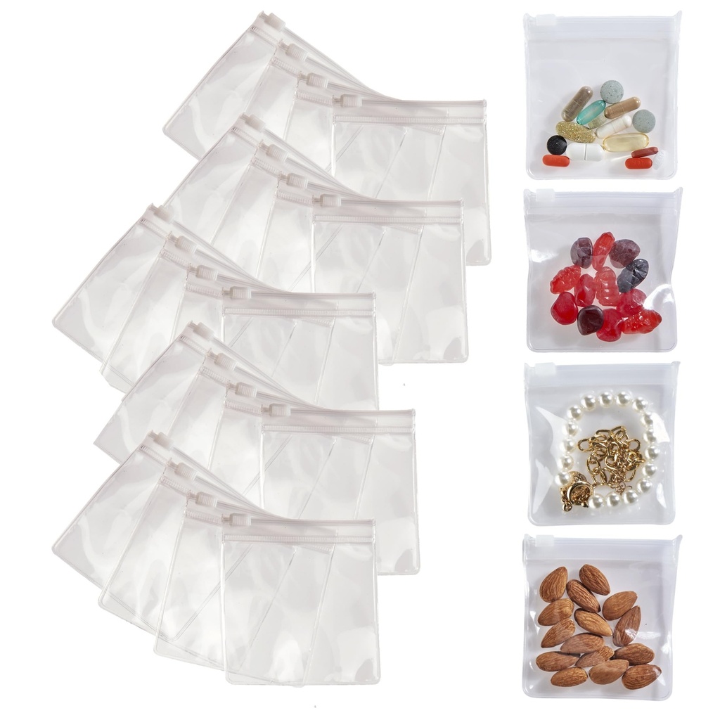 Smooth Trip Pill Τσάντες για Ταξίδι - 24 Reuseable Certified Food Grade Zip Top Pill Pouches για Ιατρική, Βιταμίνες, Σνακ και Αξεσουάρ - Μεγαλύτερο 3,25 x 3,5" Μέγεθος