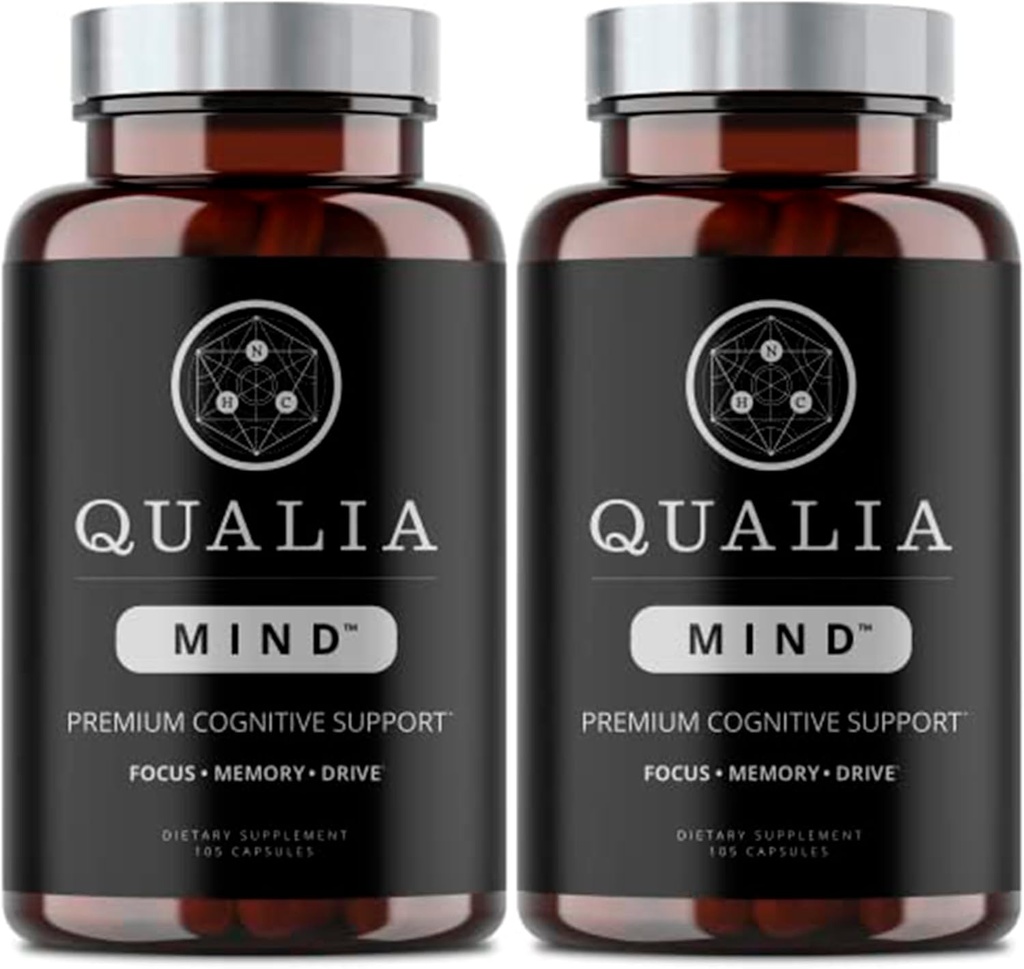 Qualia Mind Nootropics 105 ct 2Pack | Top Brain Supplement for Memory, Focus, mental Energy, and Concentration with Ginkgo biloba, Alfa GPC, Bacopa monnieri, DHA & More, (6. Hafta Supply)