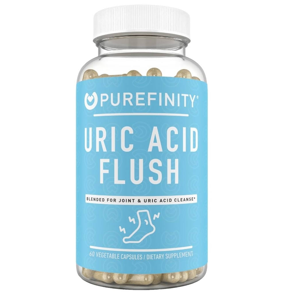 PUREFINITY Uric Acid Flush & Cleanse Capsules – Tart Cherry Extract, Turmeric, Celery Seed, Chanca Piedra ve Bromelain Say (30)