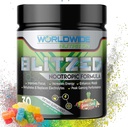 Παγκόσμια Διατροφή Blitzed Nootropic Formula - All Natural Energy Drink Mix Powder - Συμπληρώματα εγκεφάλου για τη μνήμη και την εστίαση - Enhanced Focus and Energy Supplement - Gummy Candy Flavor - 30 Μερίδες