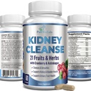 Herbal Kidney Cranberry Extract, Astralagus - 21 Meyve ve Herbs - Detox & Cleanse Urinary Tract & Bladder Health, Kidney Support, 60 Vegan Capsules