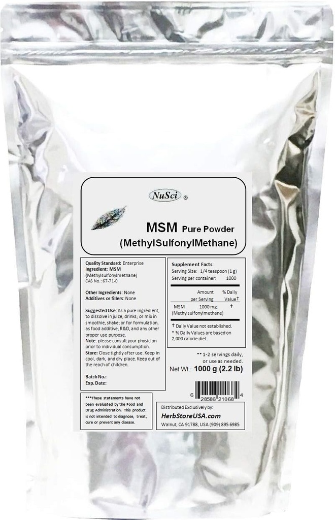 MSM (Methylsulfonylmethane) Pure Toz (1000 Grams (2.2 lb))