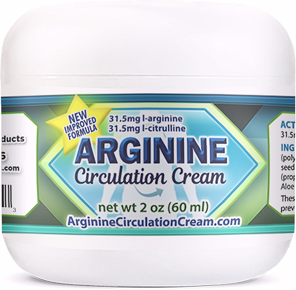 Arginine Circulation Cream 2 oz - Menthol, L Arginine & L Citrulline Lotion - Supports Health Leg & Body Blood Flow - Whole Family Products