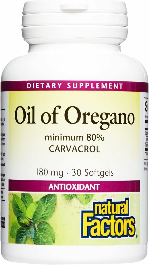 Doğal Faktörler, Oregano 180 mg Petrolü, Ekstra Virgin Zeytinyağı ile İyi Sağlığı Korumaya Yardımcı olur, 30 yumuşakgels (30 hizmet eder)
