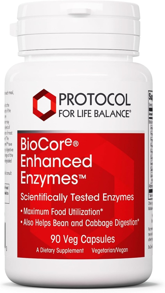 Protokol BioCore Geliştirilmiş Enzymes - Digest Beans & Cruciferous Sebzes* - Digestion Supplement* - Amylase & Lipase - Kosher & Vegan - 90 Veg Capsules
