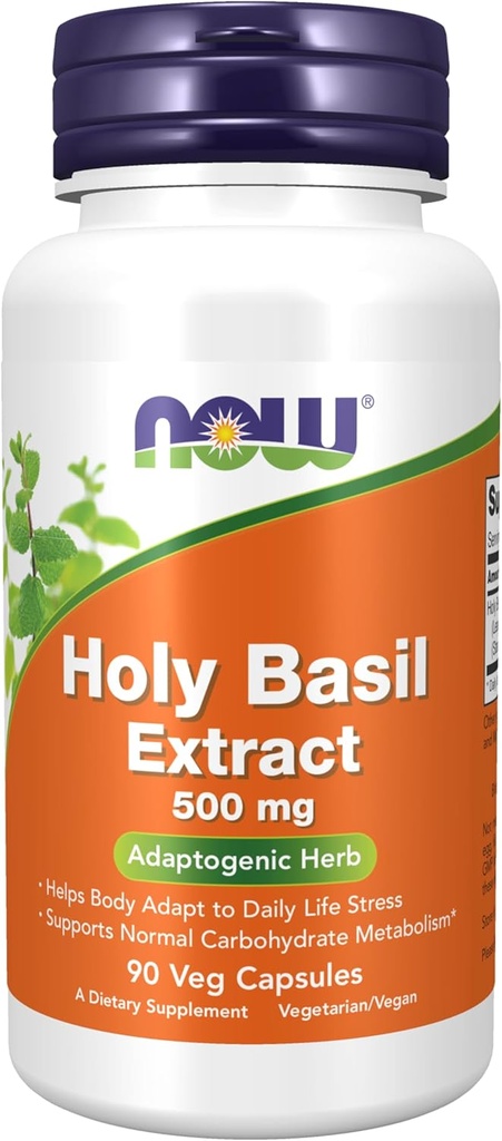 Şimdi Gıdalar Tamamlıyor, Kutsal Basil 500 mg (Holy Basil Ayurveda'da Kutsal Bitkidir), 90 Veg Capsules