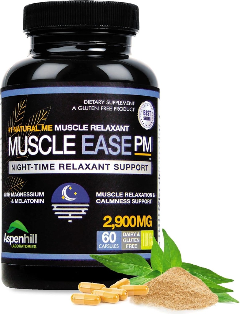 Night-Time Relaxant Ease - 2900 mg En Güçlü Magnezyum Glycinate - Gluten Free - 60 Capsules