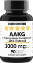MONOHERB AAKG - L-Arginine Alpha-Ketoglutarate - 1000 mg - 90 Vegetarian Capsules