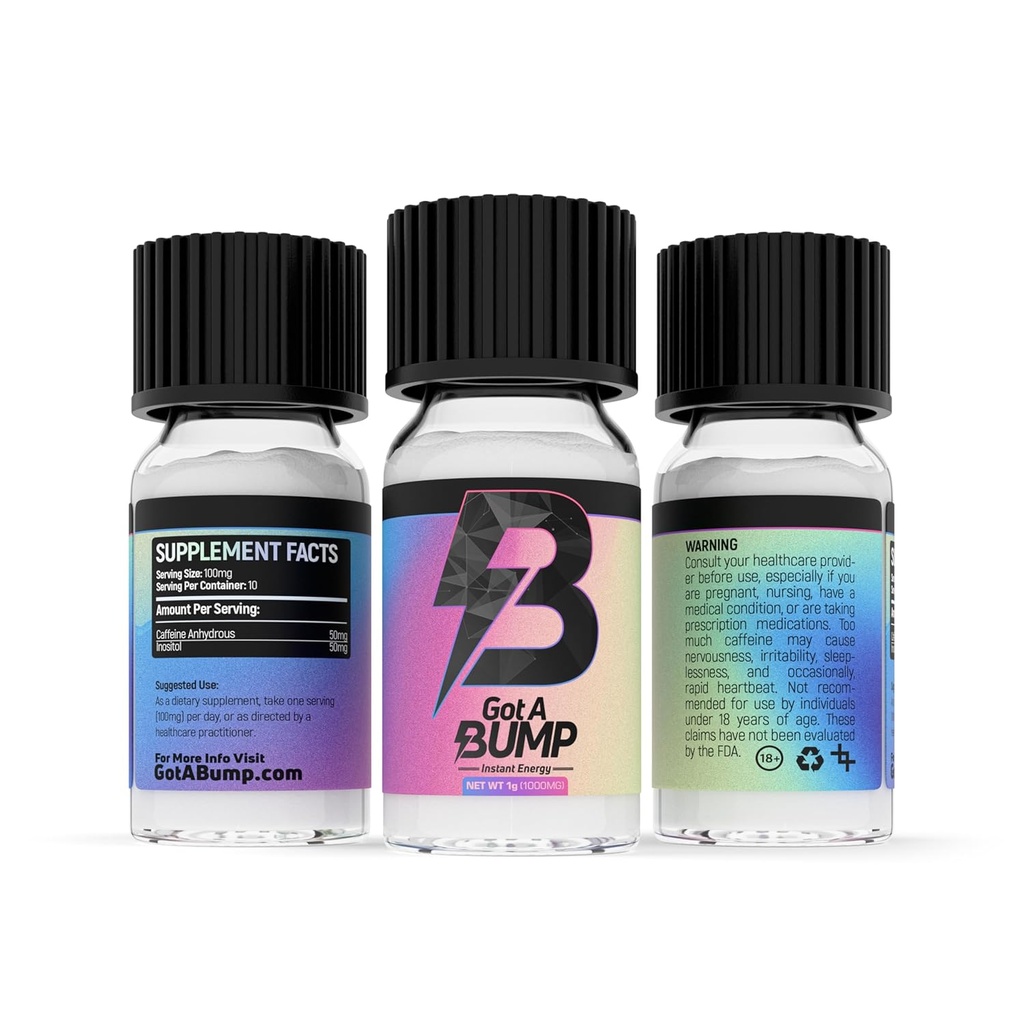 GotABUMP.com Πήρε ένα BumpTM - 1g δοχείο (500mg καφεΐνη ανά φιαλίδιο) (30-πακέτο)