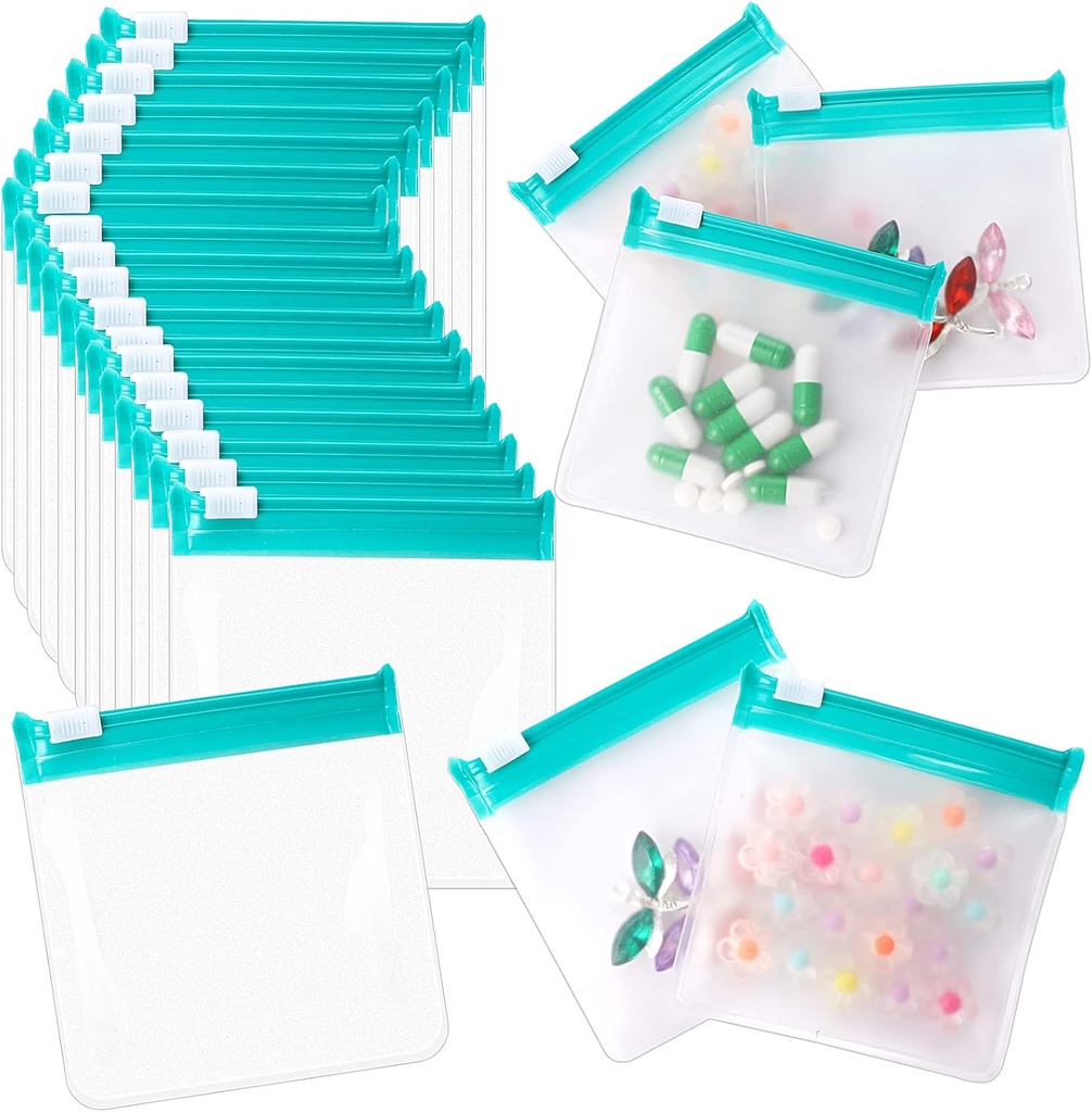 24 Hesaplar Seyahat Pill Packets Pill Pouch Bag Reusable Cookinged Medicine Bag Set Self Wear Clear Plastik Tıp Organizer with Slide Lock Pazartesi to Pazar Pill Baggies for Pills Small Elements Storage