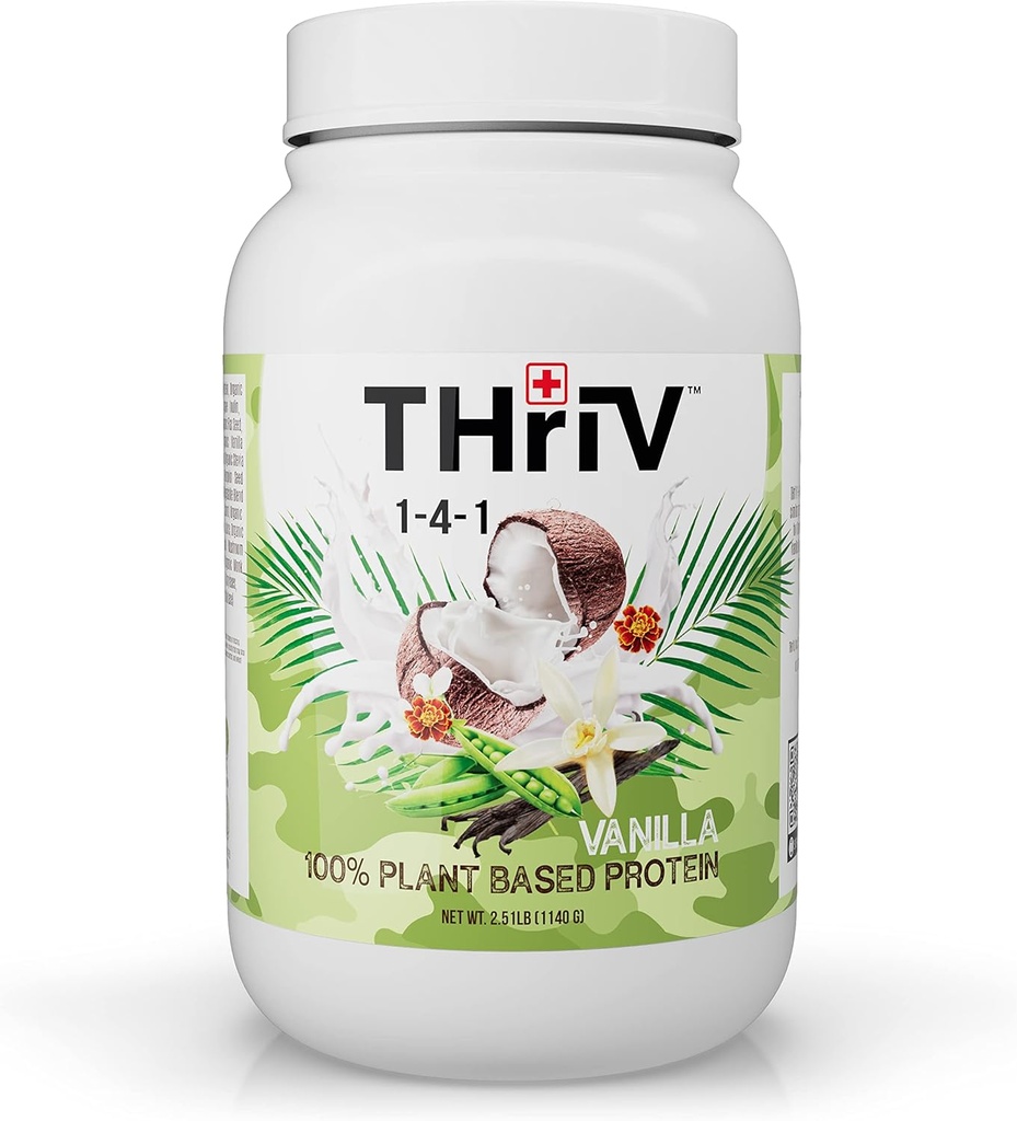 Thriv THriV Beslenme - Organik Bitki Temel Protein Toz, Çikolata veya Vanilla, Vegan, Gluten-Free, Non-GMO, Dairy Free, (2.5lb/1,140g) Toz (Vanilla)