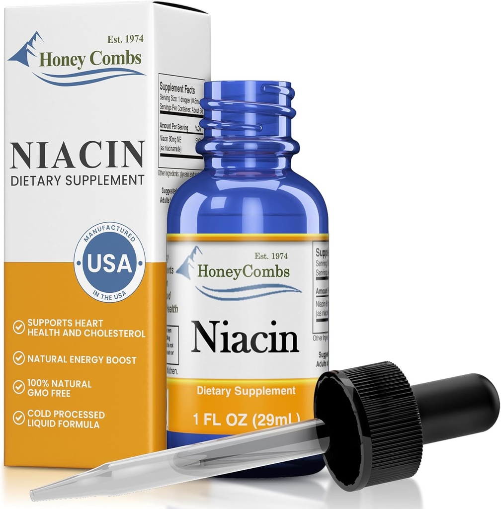 ABD'de yapılan Niacin Liquid Drops - B3 Supplement - 500% DV hizmet başına - 36 konteyner başına hizmet - Erkekler için büyük, Kadınlar, Çocuklar - Vegan B7 Sıvı - Bulk Boyutları Ayrıca kullanılabilir