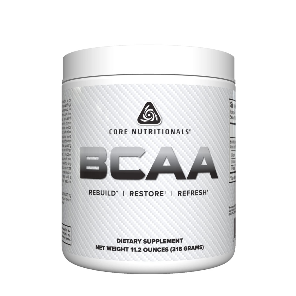 Core Nutritionals BCAA Toz | 2:1 Brant-Chain Amino Asits For Recovery | Destek Protein Synthesis | 5g Servisler | 60 Hizmet (Unflavored)