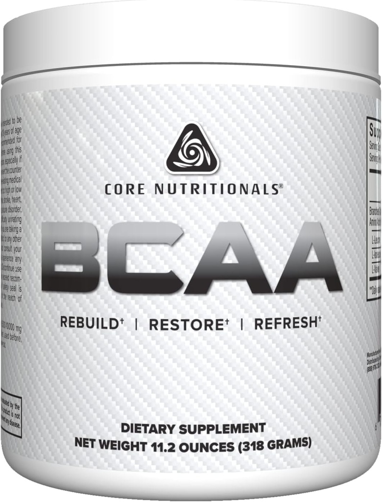 Core Nutritionals BCAA Toz | 2:1 Brant-Chain Amino Asits For Recovery | Destek Protein Synthesis | 5g Servisler | 60 Hizmet (Unflavored)