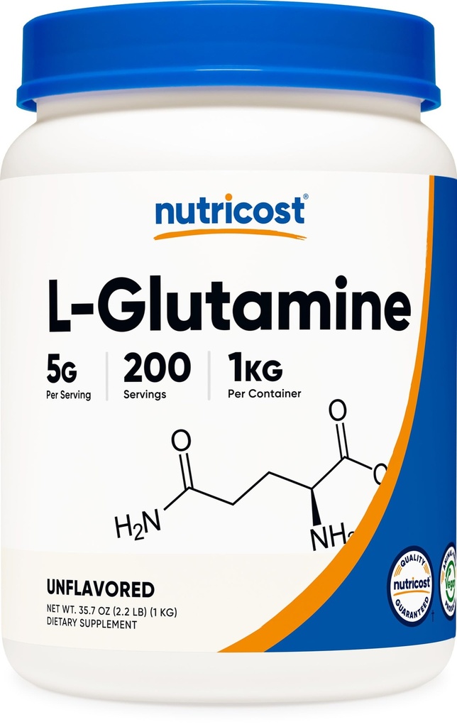 Nutricost L-Glutamine Toz 1 KG - Unflavored, Non-GMO, Gluten Free