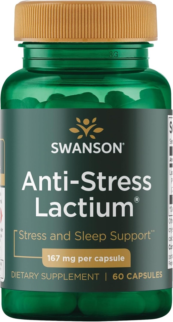 Swanson Women's Anti-Stress Formula (Lactium) - Helps Counter Stres, Rahatlama ve Uyku Desteği - (60 Capsules, 167 mg) 1 Packs