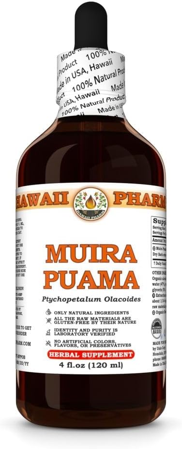 Hawaii Pharm Muira Puama Extract, Tincture for Boosting Desire and Energy, Supports Memory, Discovers Calmness, Advanceds Circulation, Reduces Dark Circles, Encourages Vitality - 4 fl.oz