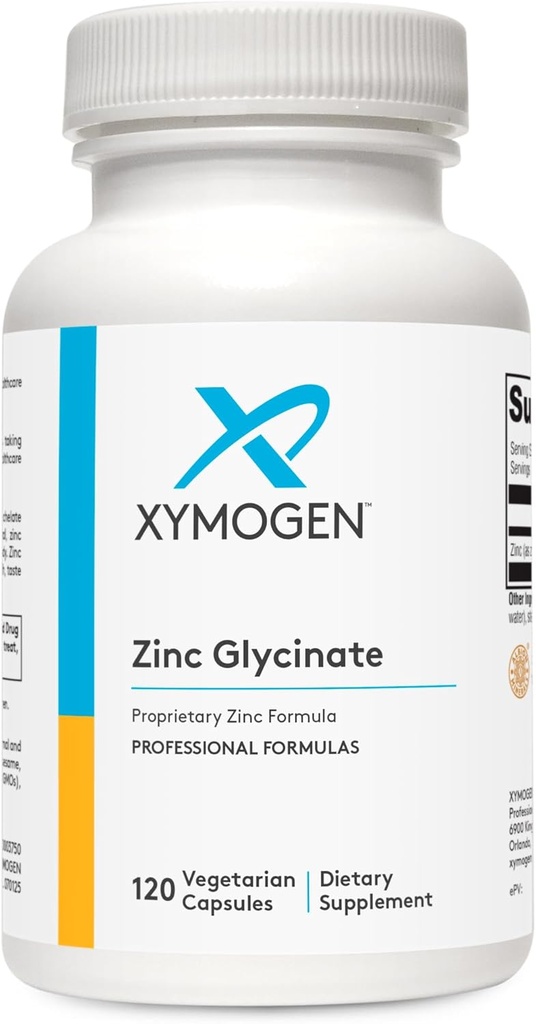 XYMOGEN Chelated çinko Glycinate Supplements - 20mg çinko Bisglycinate Chelate for Advancedd Abors - Mineral Supplement for Reproductive + Immune Support (120 Vegan Capsules)