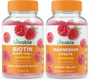 Ζωηρή Βιοτίνη + Μαγνήσιο, Gummies Bundle - Μεγάλη γεύση, συμπλήρωμα βιταμίνης, χωρίς γλουτένη, GMO δωρεάν, Μασώμενα