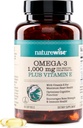 NatureWise Extra-Stength Omega 3 Fish Oil Supplement - 1000mg ανά Σερβίρισμα - 600 EPA & 400 DHA και βιταμίνη E - Υποστήριξη για την Καρδιά & Εγκεφαλική Υγεία - Λεμόνι Γεύση, GMO-Free - 60 Softgels[1-Month Supply]