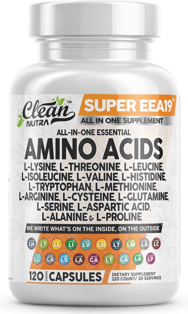 Temiz Nutraceuticals Platinum Acids Supplement L-Lysine, L-Threonine, L-Leucine, Isoleucine, Valine, L-Histidine, L-Tryptophan, L-Methionine, L-Arginine, L-Cysteine, L-Glutamine, L-Serine, Aspartic Acid Acid