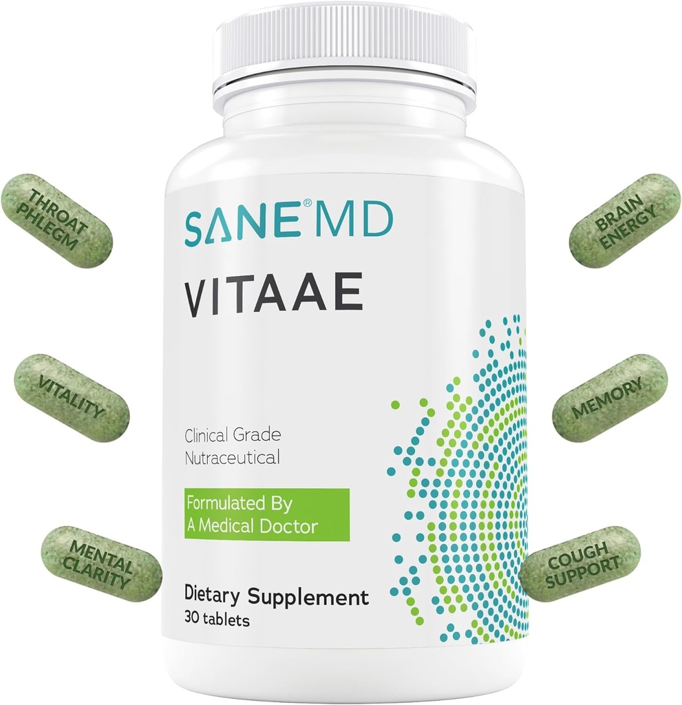 SANE MD Vitaae - Throat Phlegm, Coughing ve Beyin Desteği - Respiratory, Throat ve Beyin Sağlığı için Citicoline Supplements