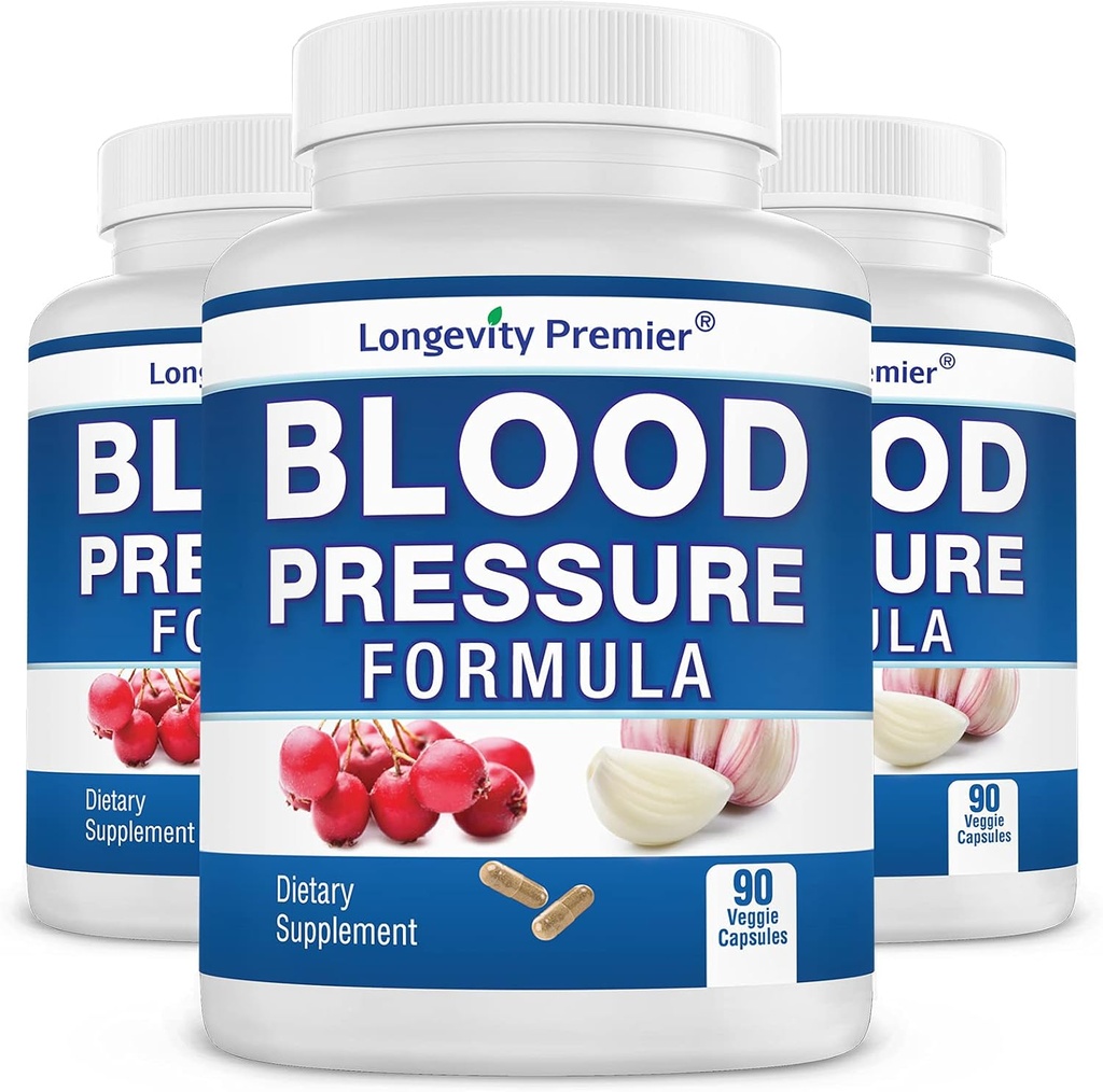 [3-Bottle Value Pack] Longevity Blood Basınç Formula [90 Capsules] -Scientifically formüle edilmiştir - 10+ standart Herbal ekstraları ile. En İyi Kan Basıncı Tamam