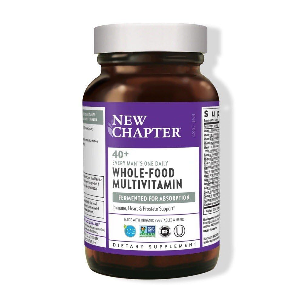 Yeni Bölüm Men's Multivitamin, Every Man's One Daily 40+, Fermented with Probiyotiks + Saw Palmetto + B Vitamins + Vitamin D3 + Organik Non-GMO Malzemeler - 24 Count