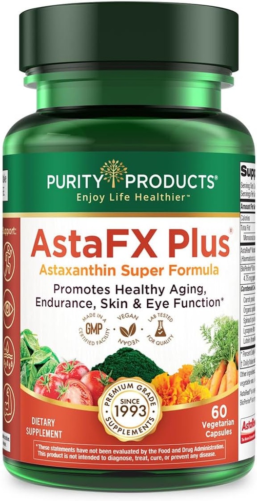 Saf Ürünler AstaFX Plus - Astaxanthin Super Formula - Desteklerden 30 Günlük Tedarik - Sağlıklı Cilt - Destekler Görsel Sağlık - C6.000 Times Daha Güçlü C C vitamininden Daha Güçlü Vitaminler