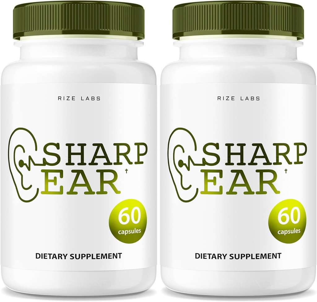 rize labs Sharp Ear Capsules, Sharp Ear Hills για την καθαρή ακοή, Sharp Ear Supplement για την αποκατάσταση της υγείας ακοής, Sharp Ear Advanced Formula Maximum Strength (120 Caps) (Συσκευασία του 2)