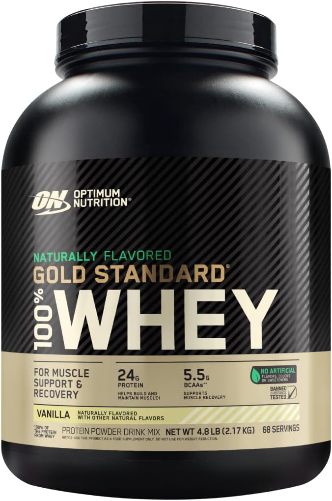 Optimum Beslenme Altın Standardı 100% Whey Doğal Lezzetli Protein Toz 4.8 (Pazar Mayıs Vary) Vanilla, 76.8 Ounce
