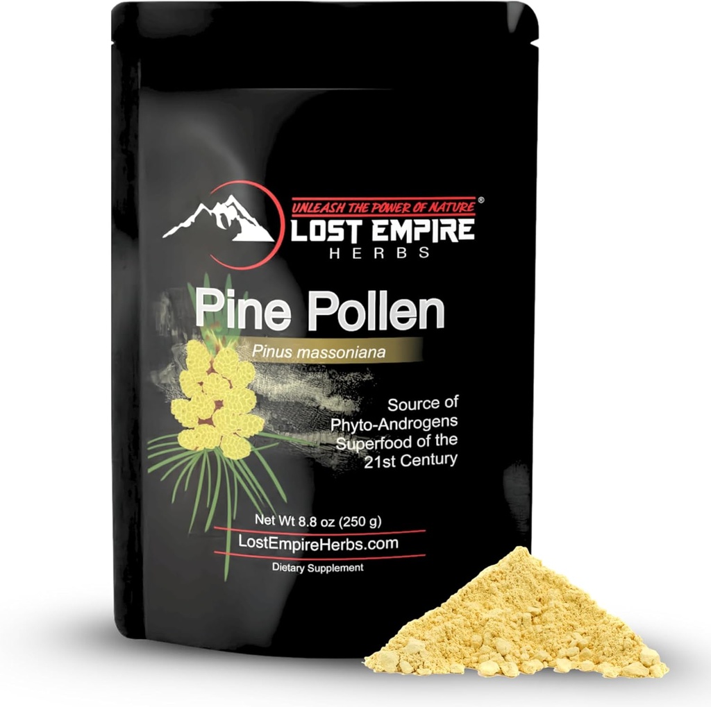 Pine Pollen Toz - Non-Irradiated, Wild Harvested, Cep Duvar Cracked - Enerji için Erkekler ve Kadınlar için Büyük, Vitality ve Longevity (250 Grams)