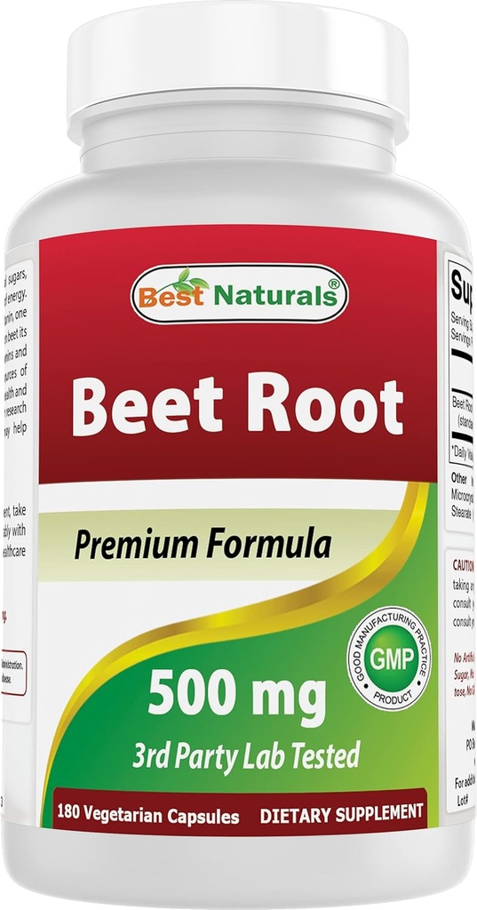 Best Naturals Σκόνη ρίζας τεύτλων 500 Mg κάψουλες, 180 κόμης
