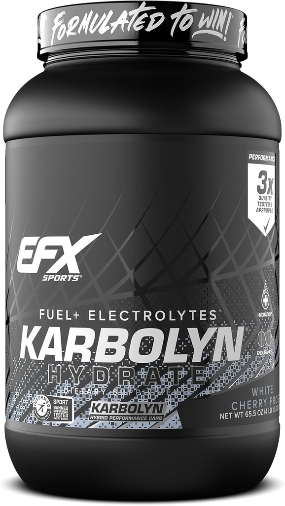 EFX Sports Karbolyn Hydrate | Carbohidrat Toz + Elytes | Sugar Free Sports Drink Mix | Yakıt & Hydration | Stimulant Free | 66 Hizmet (Beyaz Cherry Frost)