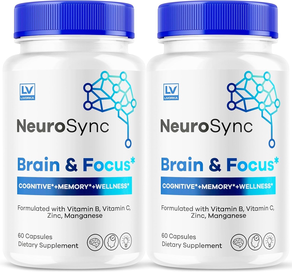 (2 Pack) NeuroSync Brain Capsules, Neuro Sync Brain & Focus, NeuroSync Brain, NeuroSync Advanced Formula Capsules, NeuroSync Brain and Focus, NeuroSync Brain Supplement, 120 Capsules for 2 Months