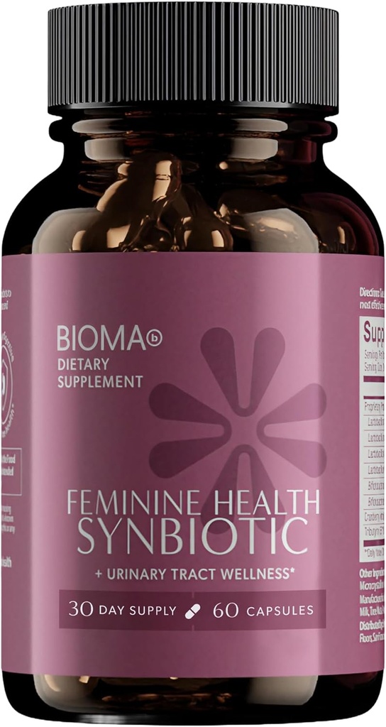 BIOMA Feminine Health Synbiyotik - Women's Health Supplement for Health Vaginal pH, Urinary Tract & Digestive Support - Probiyotiks, Cranberry & Tributyrin - 60 Capsules (30-Day Supply)