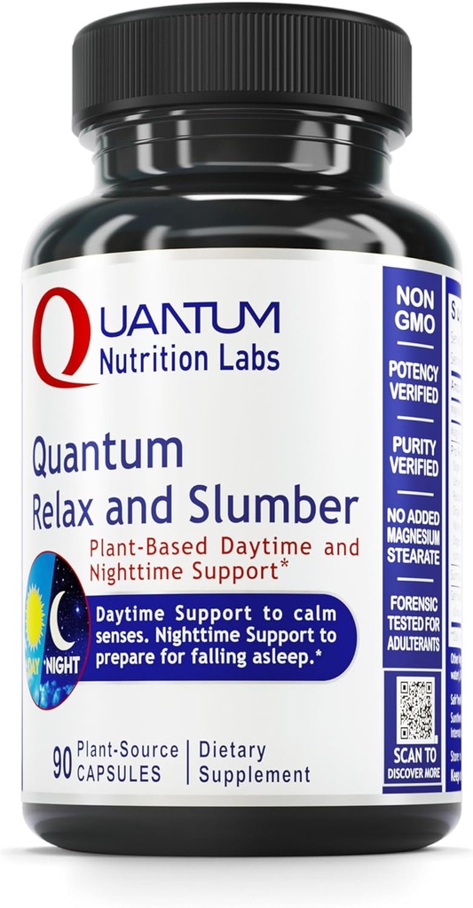 Kuantum Beslenme Laboratuvarları Kuantum Rahat ve Slumber - Magnezyum Malate & L-Theanine, Natural Calm Complex with Lemon Balm & Valerian Root for Women & Men - 90 Capsules
