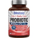 Erkekler ve Kadınlar için 60 milyar CFU 19 Strains, 100 mg Prebiyotik, Raf Stable, 2in-1 Daily Care Probiyotik, Non-GMO, Digestive & Immune Health, 60 Veggie Capsules