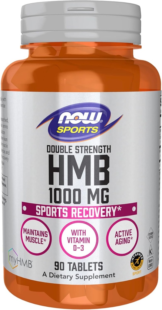 NOW Foods Sports Nutrition, HMB (β-Hydroxy β-Methylbutyrate), Double Strength 1,000 mg, 90 Tablets