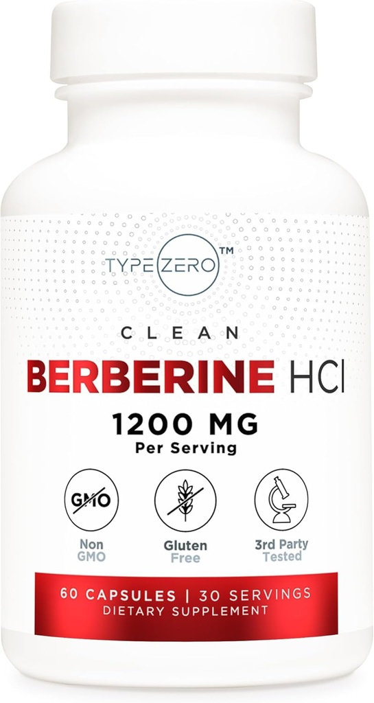 Tip Zero Berberine HCL 1200 mg 60 Capsules - Clean, Non-GMO, Gluten Free Supplement Supplement