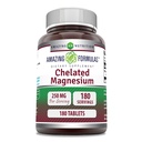 Amazing Formulas Chelated Magnesium Supplement | 250 Mg | Tablets | Non-GMO | Gluten-Free | Made in USA (1 Pack | 180 Count)