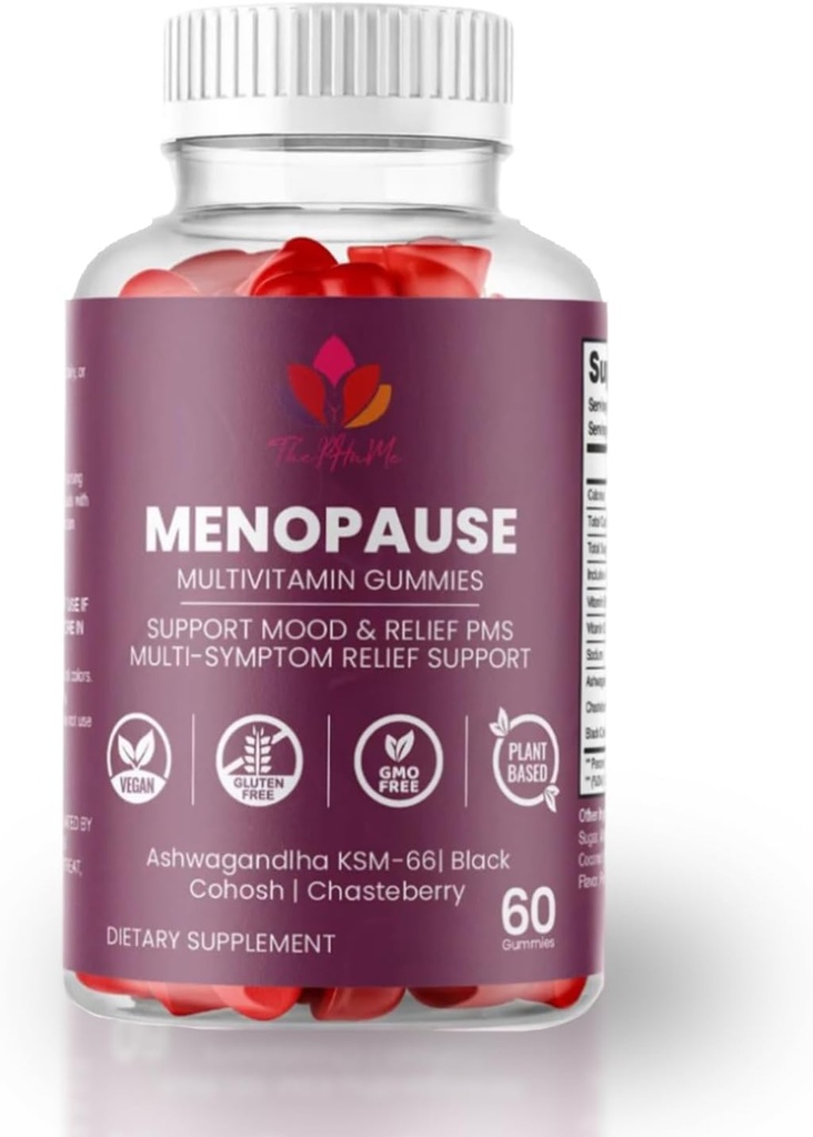 Black Cohosh & Ashwagandha KSM-66 ile Menopause Gummies – Women's Wellness için Organik Supplement – 60 Kont