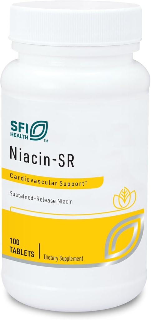 Klaire Labs SFI Health Niacin-SR - 500 Milligrams Sustained Release Essential Vitamin B3 to Help Avoid Flush, Adjustable Dose & Hypoallergenic (100 Scored Tablets)