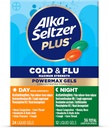 Alka-Seltzer Plus Power Max Cold & Flu Day+Night Medicine: Cough Suppressant, Cold and Flu Medicine For Yetişkinler and Children 12 Years and Older, 36 Count May Vary