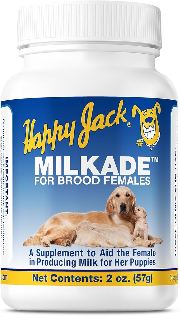 HAPPY JACK Milkade Dog Breeding & Hemşireler, Kadın Köpekleri ve Sağlıklı Litter için Süt Üretimi Yardımı, Hamile Prenatal Vitamin B1 (2 oz)