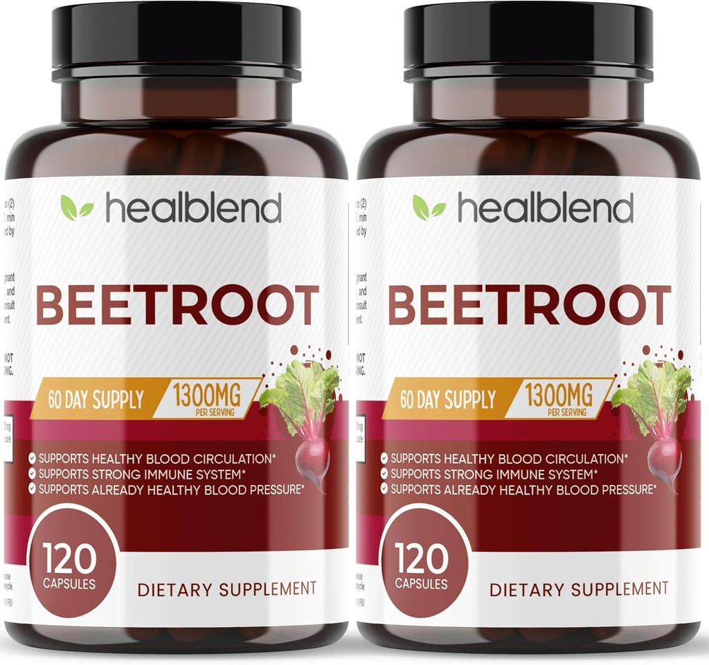 heelblend Organic Nitric Oxide Root Capses 1300mg - Υποστήριξη ανοσοποιητικού συστήματος, Nitric Oxide Booster - 120 Count (2 Pack)