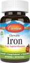 Carlson - Chewable Iron, 30 mg, Superior Abception, Blood Health, Energy Production & Optimal Wellness, Natural Strawberry Flavor, 60 Tablets